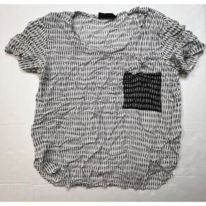 HATCH Striped Tee Shirt White & Black Size OS One Size  Womens Front Pocket